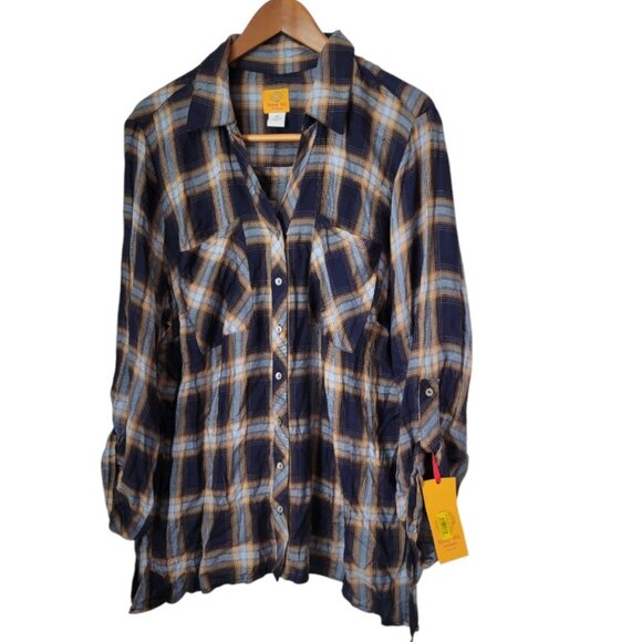 NWT Ruby Rd Plus Button Down Plaid Shirt 1X - Picture 1 of 4